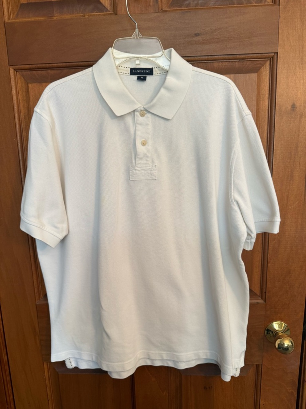 Lands' End Men's White Polo Shirt - Classic Short Sleeve